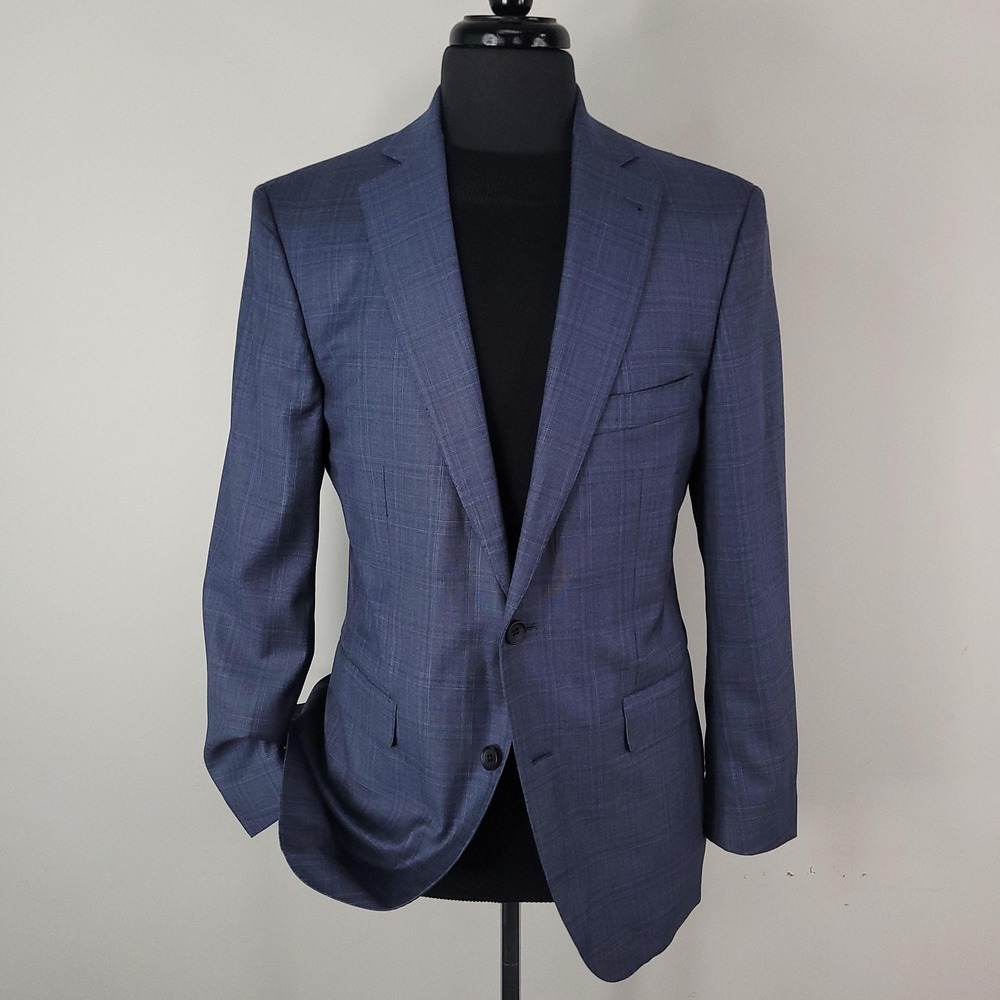 Alton Lane Blazer Mens 40R Blue Plaid Wool Sport Coat Jacket Slim Fit Suits